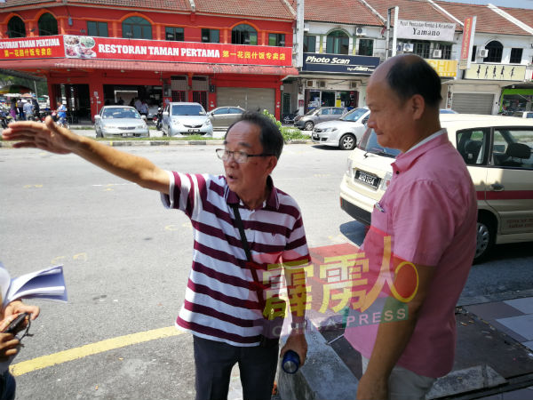 谢保恒与林美湘今日巡视时，亦碰上一名居民路上拦截，向其反映有关路肩带来的不便。