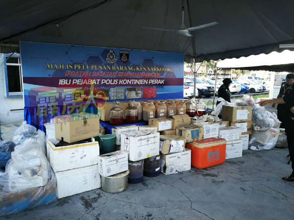 这批重达251公斤及880公升的毒品,是霹州警方在2000至2019年期间在州内的15个县区中起获。