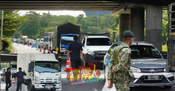 沙路因有许多人送货及上班，出现长长的车龙阵。