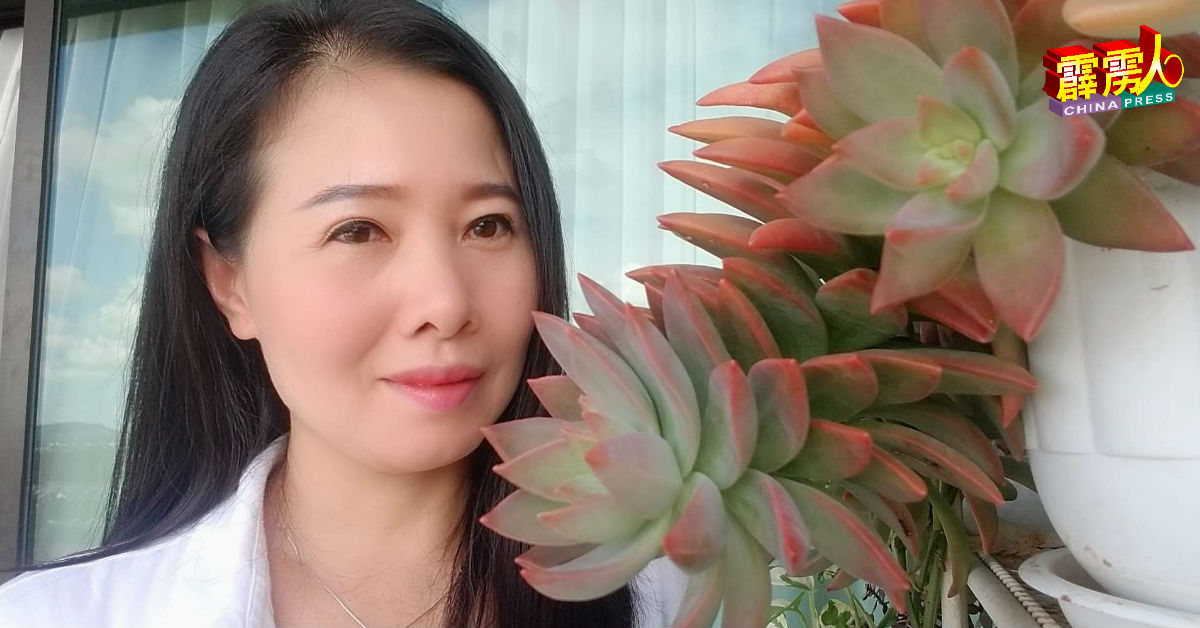 柯玉翠悉心照顾的仙人掌科种植物,开得好饱满茂盛。