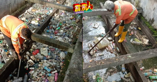 大量垃圾塞满排水沟,显示民众公民意识有待改善。