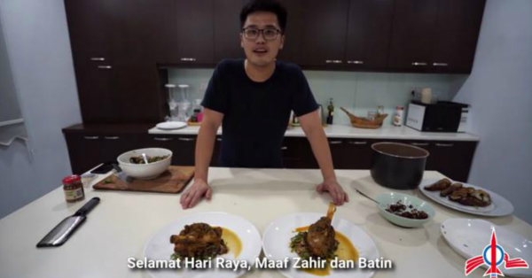 李存孝在视频中，以2道菜肴祝贺各界开斋节快乐。