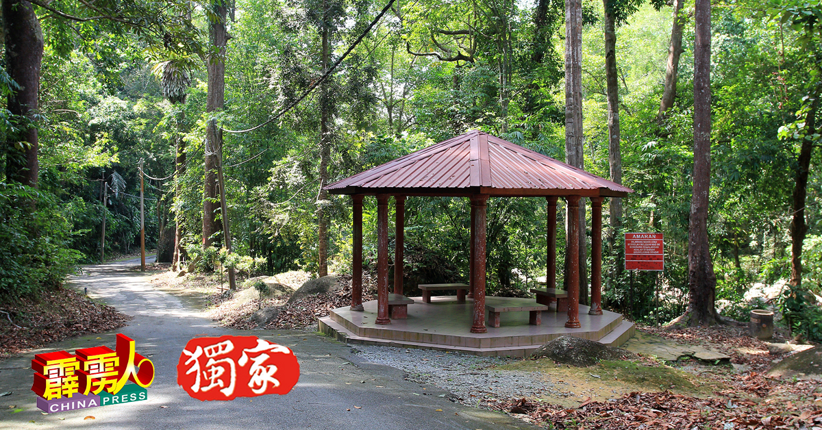 访客无法进入江沙乌鲁柯纳斯生态公园，凉亭空无一人。