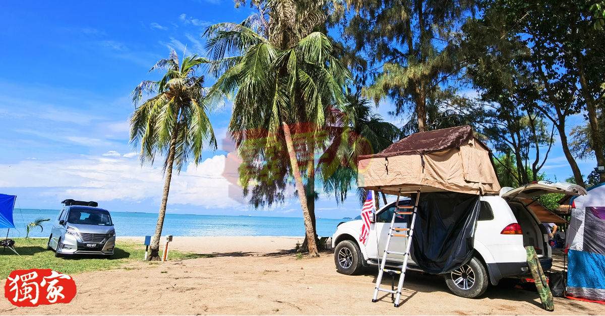 直落峇迪海滩露营基地，碧海蓝天，是假日露营郊游好去处！
