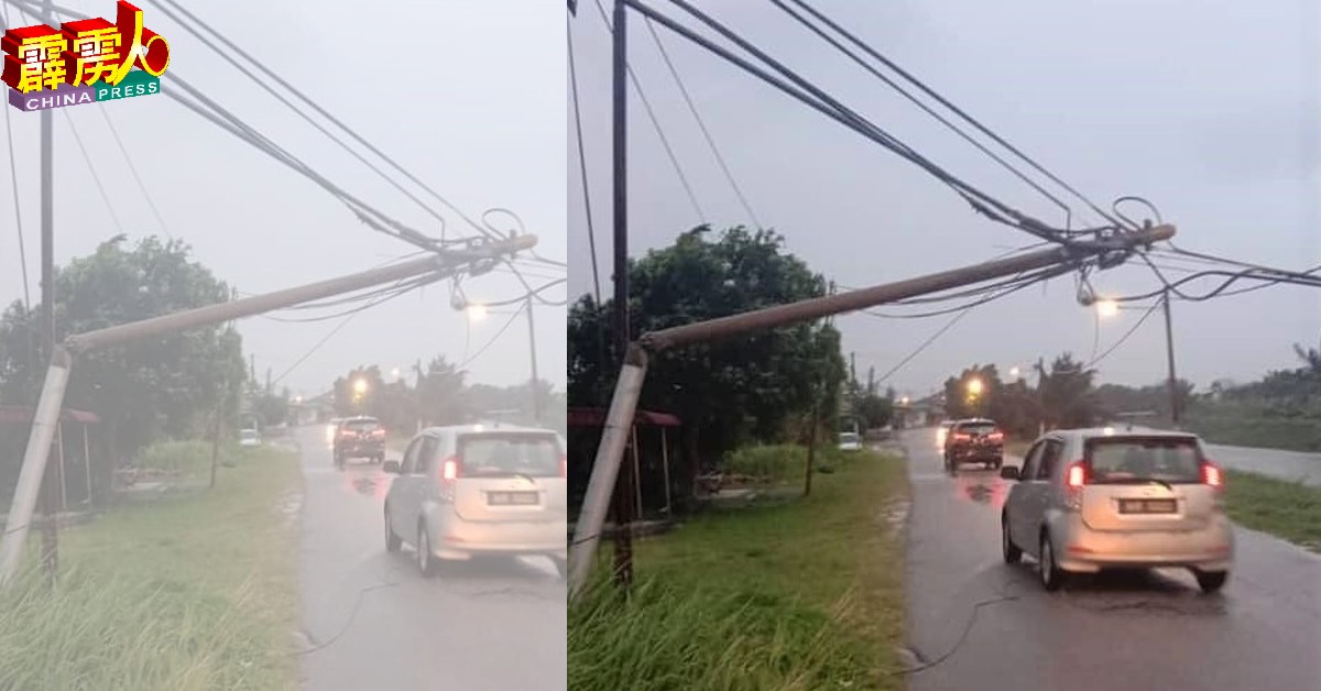曼绒居民在社交媒体分享所摄获暴风雨破坏当地基设的照片。（取自面子书）