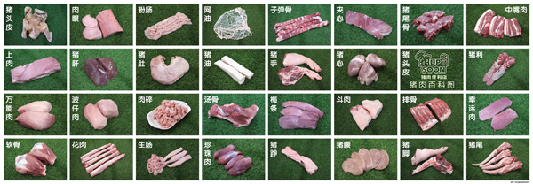 猪只浑身是宝，合顺肉百科图，教你如何辨别不同部位的猪肉。