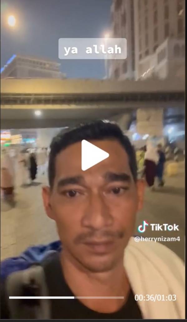 亨利尼占与网友分享抵达麦加的心情。(视频截图)