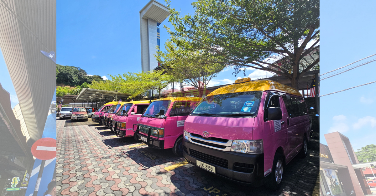 邦咯岛特色之一约120辆的“粉红德士”，已作好载客准备。