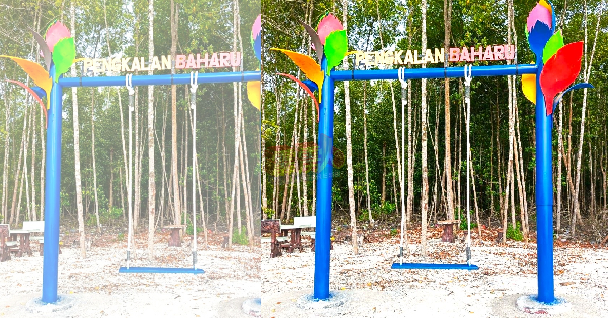 曼绒市议会美化组在哥打贝壳海滩设置2个以可再循环物资制成的秋千，为该海滩增添休閒基设。