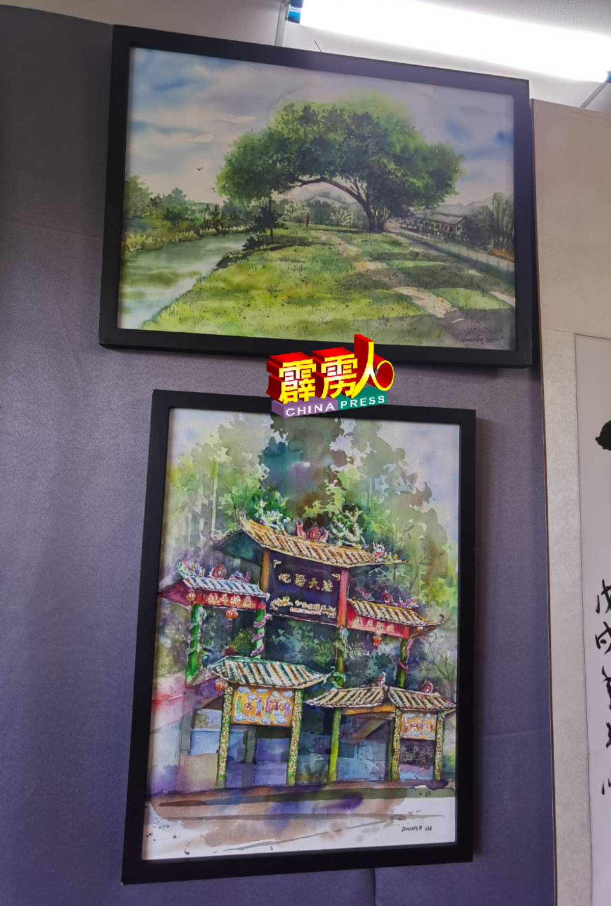 现场也设有水彩画，让参观者观赏不一样的作品。