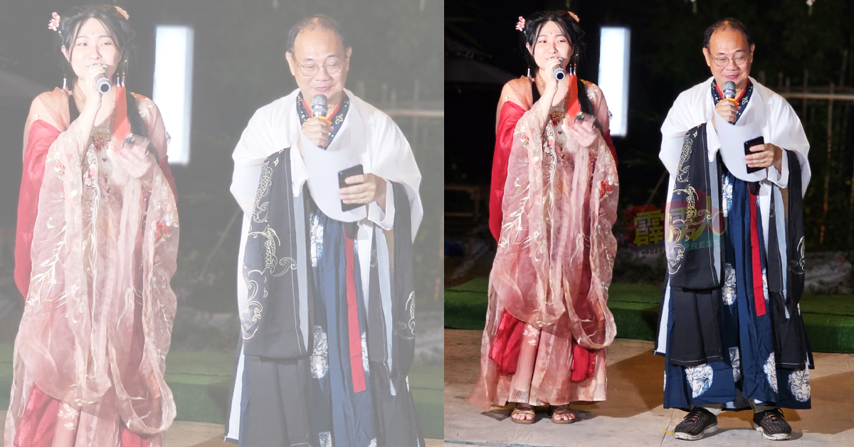 “花朝节”大会司仪均身穿汉服主持活动。