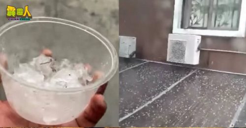 暴风雨夹带冰雹  民众纷拍照打卡