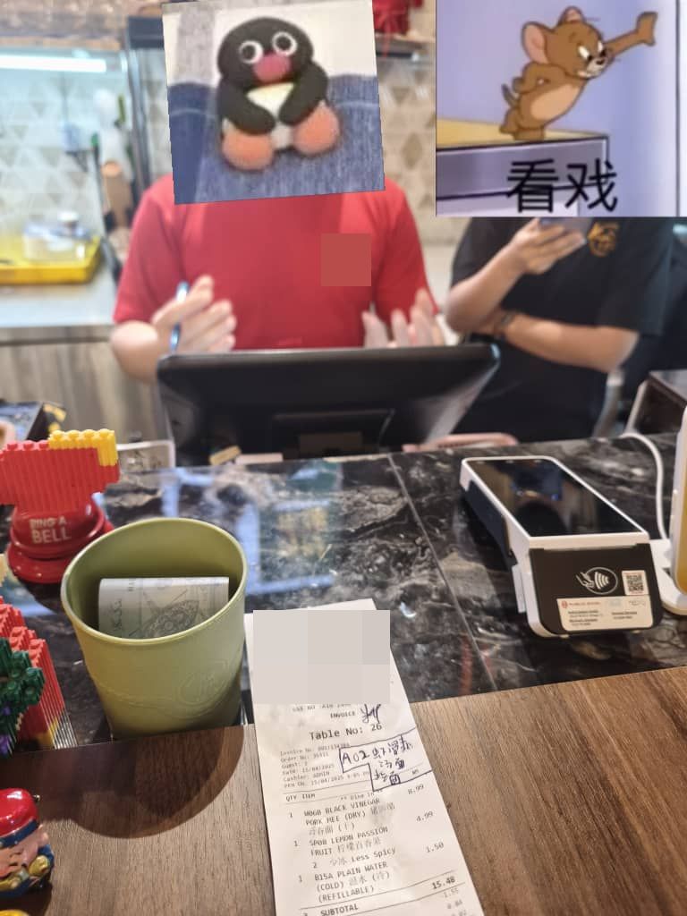 当事人不满餐厅只是草草在帐单上写下餐点名称及签名确认,疑似企图规避责任。