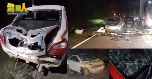 后车鸣笛惊象群 倒霉车遭野象猛撞